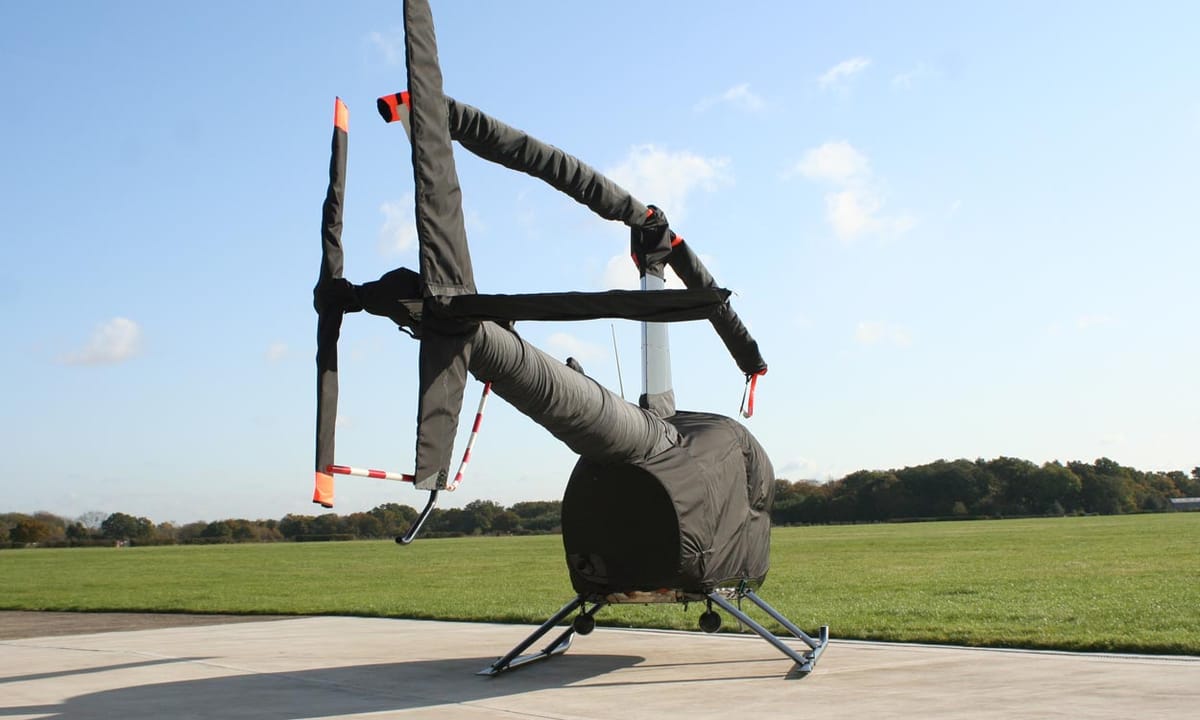 Robinson R44 in an Air Covers full set with blade sleeves