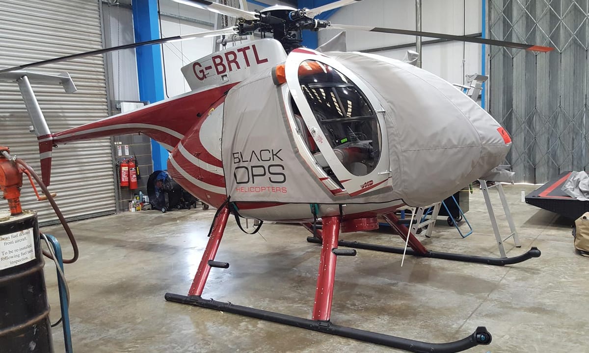 MD 500 wearing a fitted Air Covers cabin cover