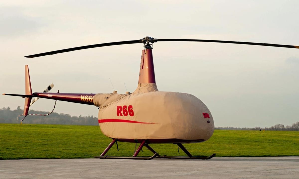Robinson R66 in a tan Air Covers cabin cover