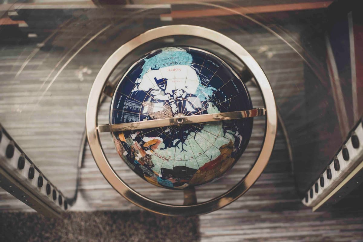 Brass desk globe in the clubhouse