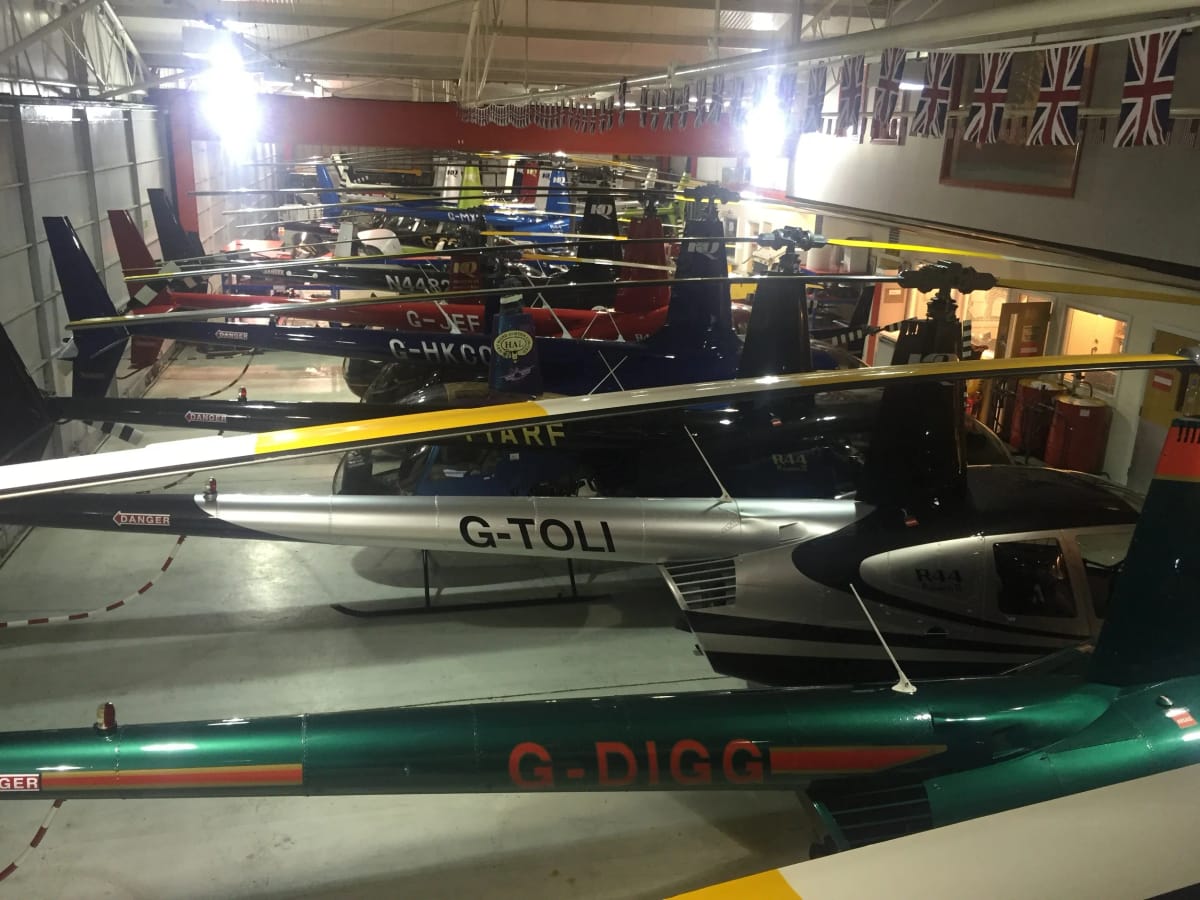 Inside the HQ Aviation hangar at Denham Aerodrome
